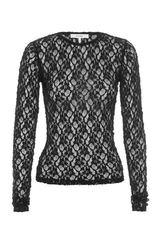 Mesh Lace Crewneck in Black