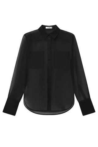 Silk Organza Boy Shirt in Black