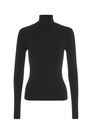 Rib Turtleneck in Black