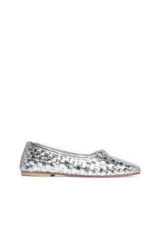 Jada Square Toe Ballet Flat in Silver