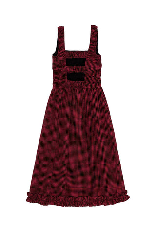 Check Midi Smock Dress in Winery