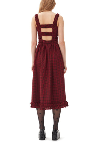 Check Midi Smock Dress in Winery