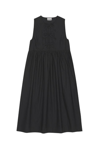 Cotton Poplin Midi Dress in Black