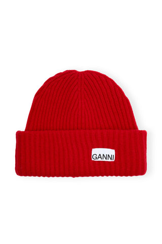 Structured Rib Beanie in Racing Red