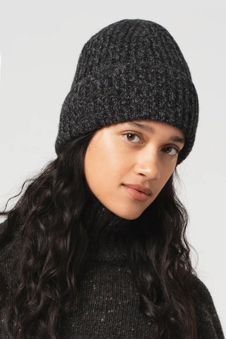 Wool Cashmere Beanie in Anthracite Melange