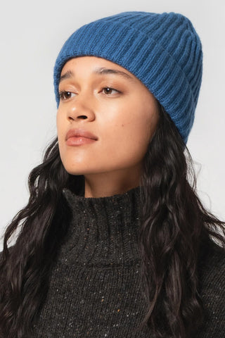 Wool Cashmere Beanie in Aqua