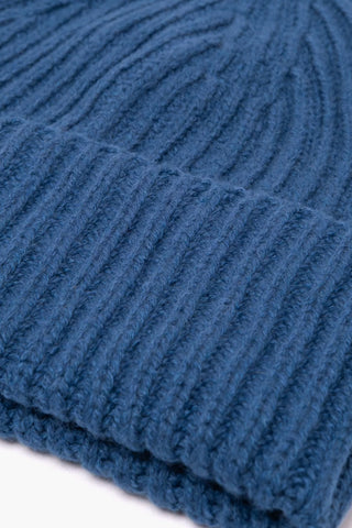 Wool Cashmere Beanie in Aqua