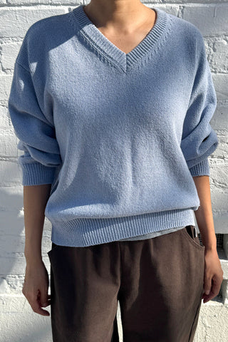Abby Cotton V-Neck Sweater in Cornflower