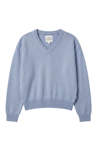 Abby Cotton V-Neck Sweater in Cornflower