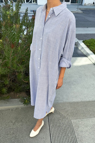 Artist Long Shirt in Blue Pinstripe