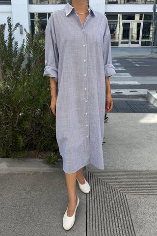 Artist Long Shirt in Blue Pinstripe