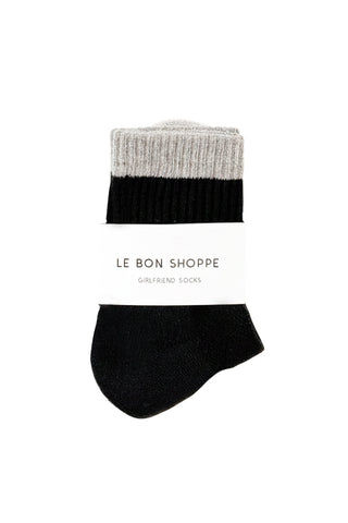 Color Block Girlfriend Socks in Black Grey