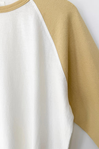 Heavy Cotton Raglan Tee in White/Butter