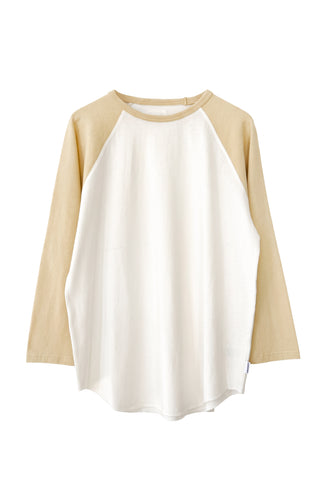 Heavy Cotton Raglan Tee in White/Butter