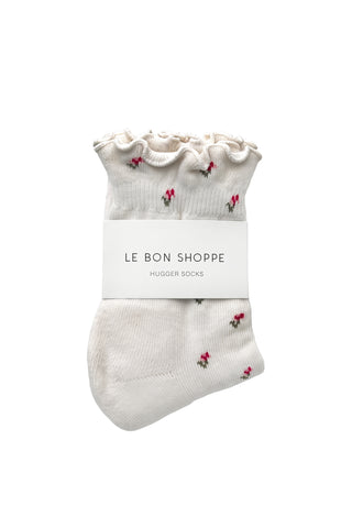 Petal Ruffled Hugger Crew Socks in Cream