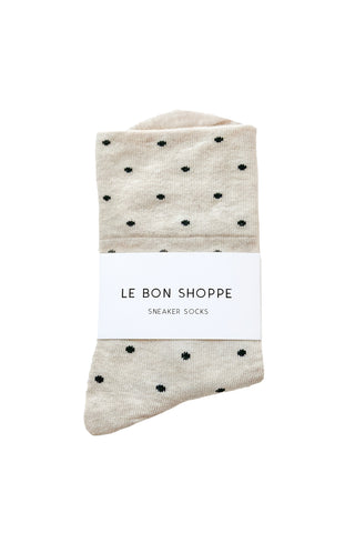 Polkadot Sneaker Socks in Oatmeal/Black