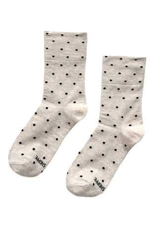 Polkadot Sneaker Socks in Oatmeal/Black