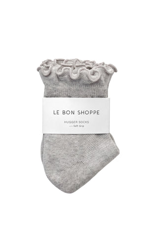 Ruffled Hugger Crew Socks in Heather Grey