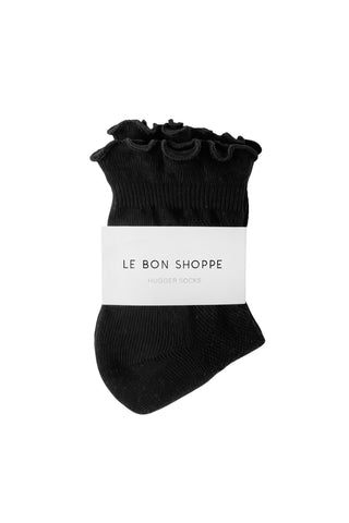 Ruffled Hugger Crew Socks in Black