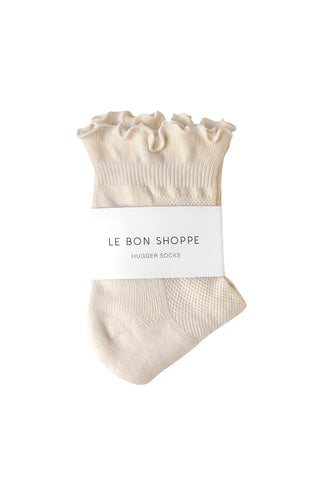 Ruffled Hugger Crew Socks in Vanilla