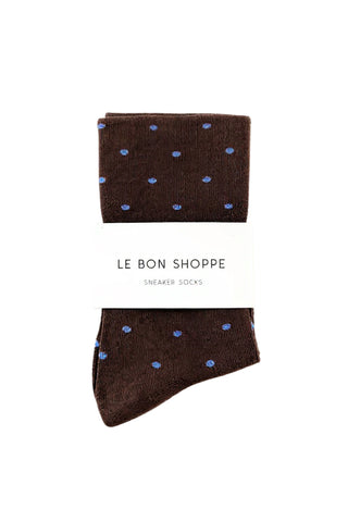 Sneaker Socks Cacao/Blue Polkadot