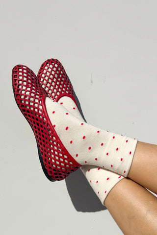Sneaker Socks Cream/Red Polkadot