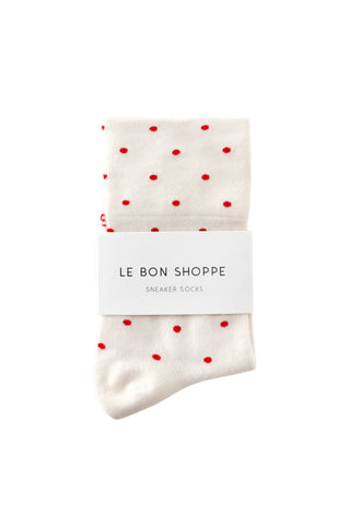 Sneaker Socks Cream/Red Polkadot