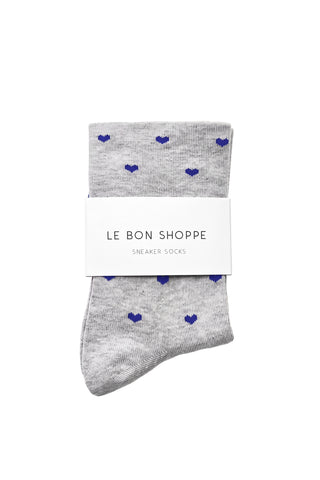 Sneaker Socks in Melange Grey/Cobalt Hearts