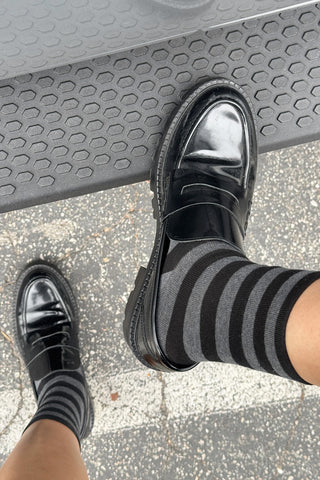 Wally Socks in Wide Charcoal Stripe