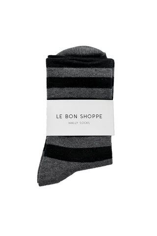 Wally Socks in Wide Charcoal Stripe