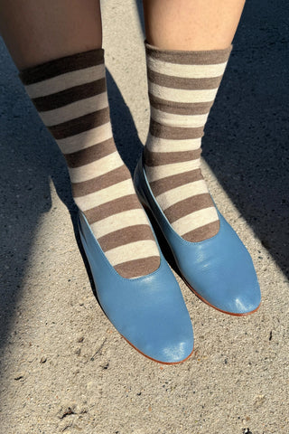 Wally Socks in Wide Brown Stripe