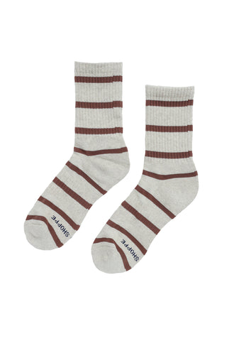 Striped Boyfriend Socks in Flax Stripe