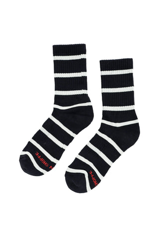 Striped Boyfriend Socks in Black Stripe