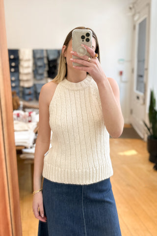 Claire Cotton Sweater Tank in Naturel