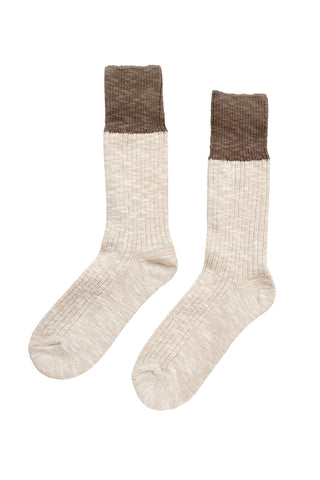 Color Block Cottage Socks in Oatmeal & Flax