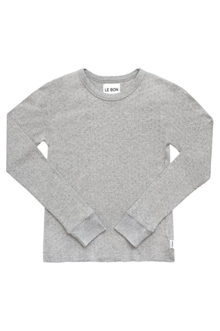 Pointelle Fundamental Tee in Melange Grey