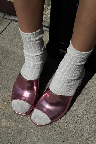 Her Socks - Modal Lurex in Silver