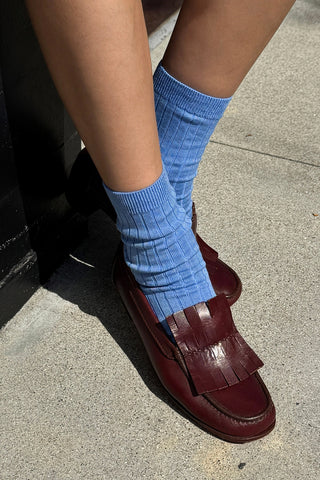 Her Socks in Periwinkle