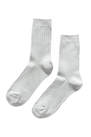 Her Socks - Modal Lurex in Snow White