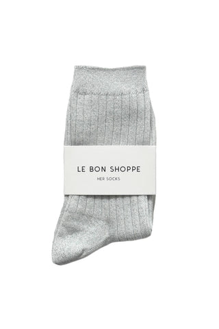 Her Socks - Modal Lurex in Snow White
