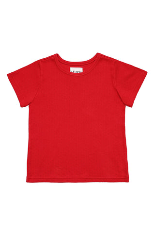 Pointelle Babe Tee in Red Apple