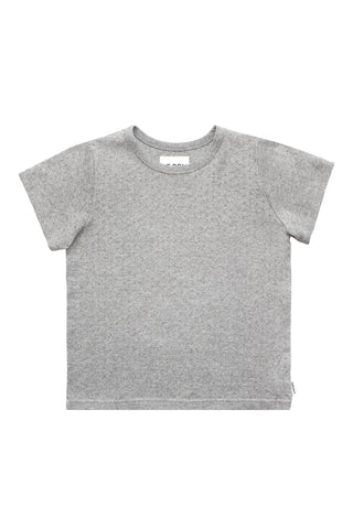 Pointelle Babe Tee in Melange Grey