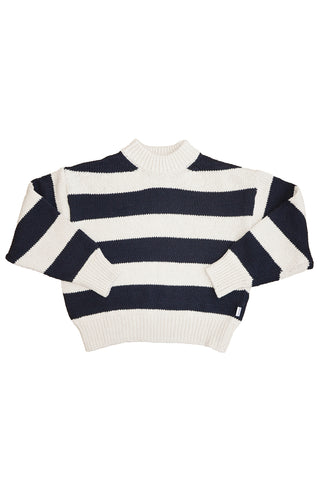 Zoe Cotton Sweater in Navy Stripe