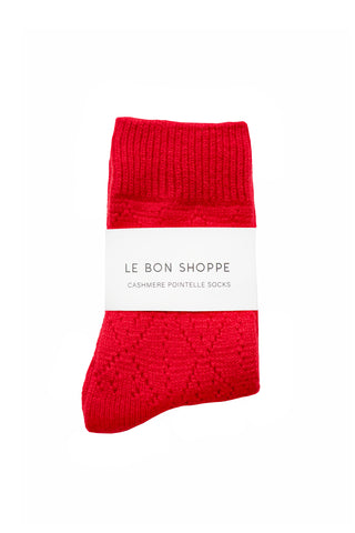 Cashmere Pointelle Socks in Red