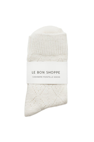 Cashmere Pointelle Socks in Cream