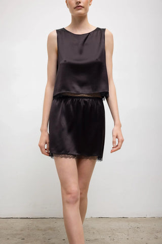 Barb Lace Mini Skirt in Chocolate