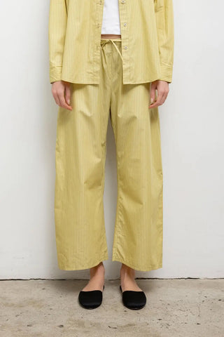Yoshi Stripe Crop Drawstring Pant in Lemon/Chocolate