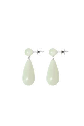 Lola Earrings in Silver with Green Serpentine