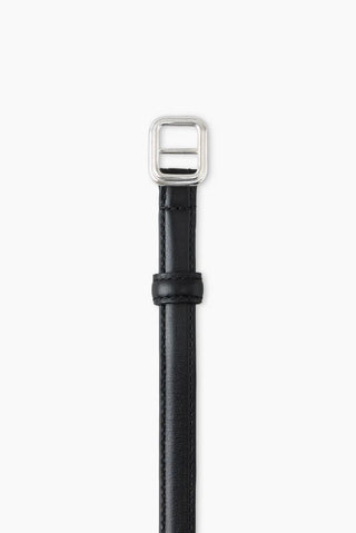 Georgia Slim Belt in Silver Solid Black