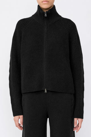 Sadie Zip Cardigan in Black